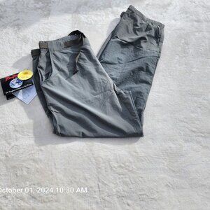 Rail Riders Khaki Pants Men 2XL Green Cargo Hiking Outdoor Belted Pockets UPF 30